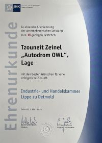 IHK-Urkunde Autodroim OWL Tzouneit Zeinel